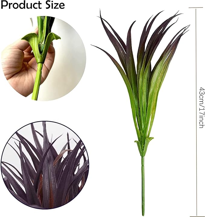 12 Pcs Artificial Outdoor Plants UV Resistant Tall Fake Grass Plants Bushes Faux Tropical Flowers Décor Fall Winter Summer Planters Patio Front Door Porch Plastic Greenery & Shrubs Decoration