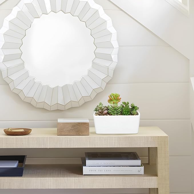 Artificial Succulents Plants in White Ceramic Planter Assorted Fake Plant in Pots Arrangement Fake Succulent Potted Plant for Home Office Desk Bathroom Shelf Living Room Indoor Outdoor Decor