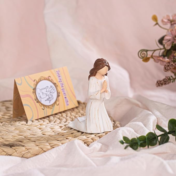 Christian Gifts for Women, Hand-Painted Resin Sculpture of Woman Kneeling in Prayer, A Gift to Encourage Hope, Healing, and Tranquility