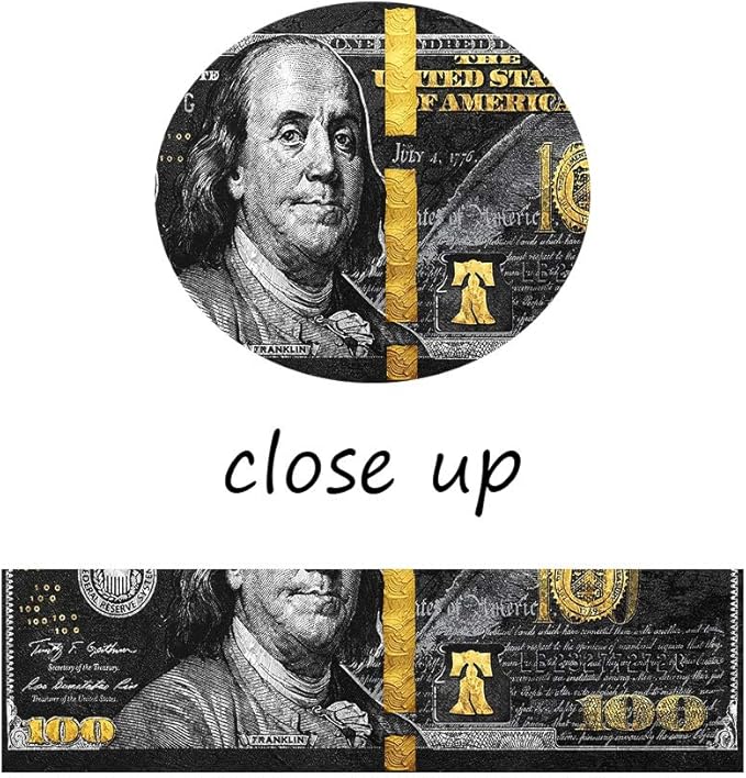 100 Money Wall Art Black Gold Dollars Bill Canvas Paintings Posters and Posters Inspirational Wall Pictures for Bathroom Guest Room Game Room Wall Hang Large Size Wooden Framed Art Print-48 Wx24 H
