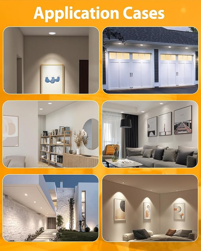 Gold Recessed Lighting Fixtures 3inch - 7W Canless CCT Selectable Gimbal Ceiling LED Recessed Lights,Dimmable Indoor Swivel Downlight for Accent Lighting,360° Adjustable 90° Tilt Spotlights 6Pack Gold