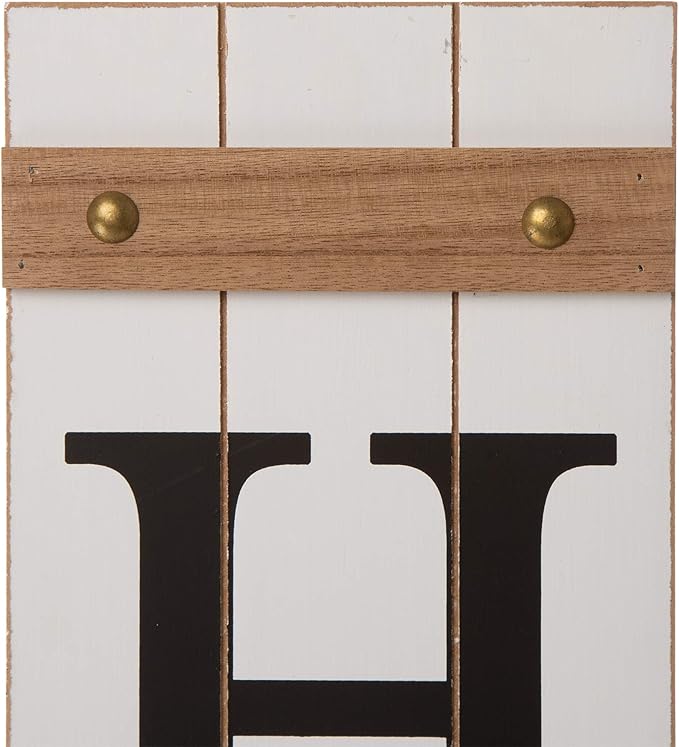 Glitzhome Wooden Welcome Home Porch Sign with Interchangeable Wreaths for Front Door, Vertical Farmhouse Standing Home Sign, Hanging Wall Sign for Year Spring Fall Thanksgiving Christmas, 42”H, White