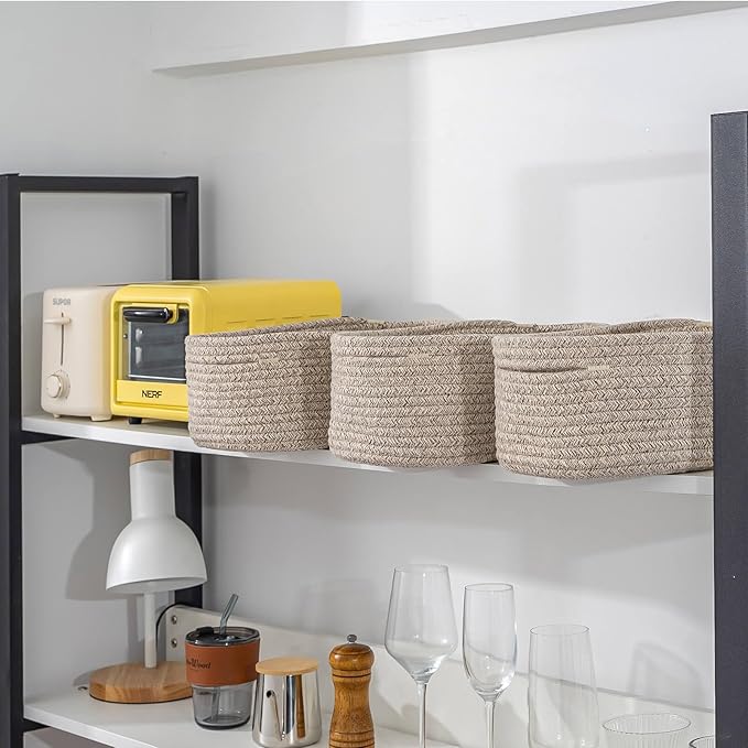 CubesLand Small Storage Baskets for Shelf,Cube Organizer Basket Bin,Woven Baskets for Shelves,Soft Toys Storage Basket,Baby Nursery Basket Bin,Home Decor 12 x 8 x 5.11 inches Light Brown