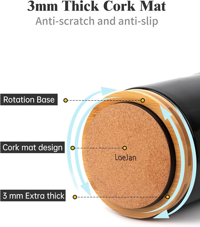 LoeJan 3 Compartment Utensil Holder, Extra Large Utensil Crock, Stable Ceramic Utensil Organizer, Cooking Tool Organizer Set for Kitchen Counter Farmhouse Decor (D-Black(Grossy))