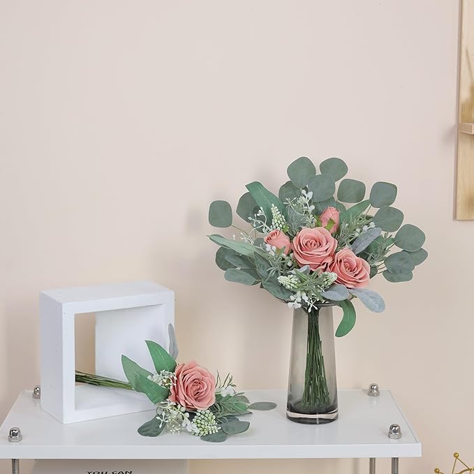 YXZZWL Artificial Greenery Stems Box Set,65 Pcs with 7 Kinds of Faux Greenery Branches Fake Eucalyptus for Wedding DIY Bouquets Floral Arrangement Table Centerpieces (Dusty Green)