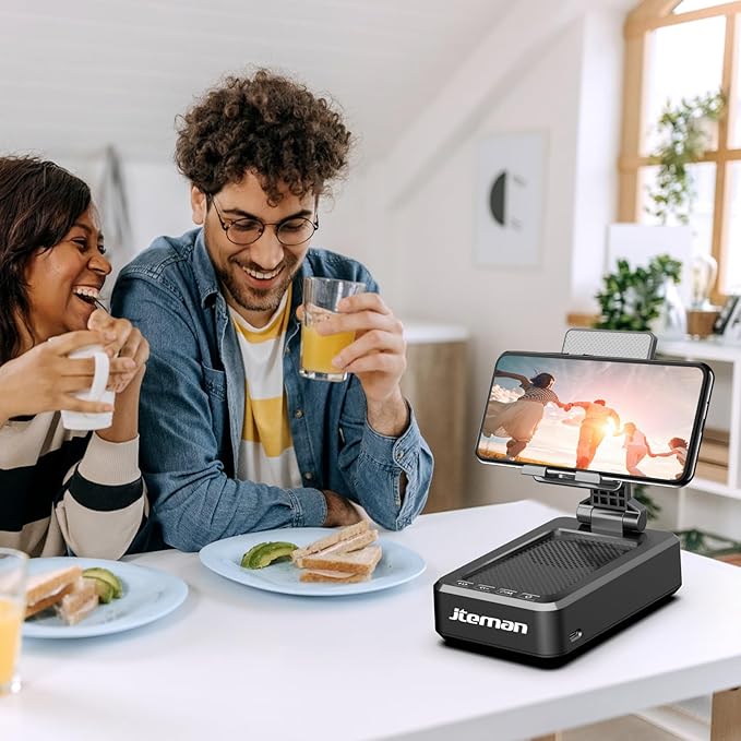 Cell Phone Stand with Wireless Bluetooth Speaker and Anti-Slip Base HD Surround Sound Perfect for Home and Outdoors with Bluetooth Speaker for Desk Compatible with iPhone/ipad/Samsung Galaxy