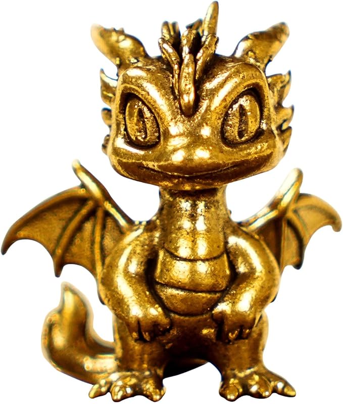 CHOVY Retro Handcrafted Flying Fire Dragon Ornament - 100% Solid Brass Decor | Unique Dragon Sculpture with Flaming Tail & Wings | Vintage Style Collectible Art Piece for Home, Fantasy Lovers Gift