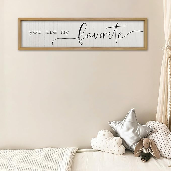 ZZJJHYWGQ Master Bedroom Above Bed Wall Decor You Are My Favorite Sign Art 32"×8" Love Theme Farmhouse Couples Over Bed Love Quotes Modren Romantic Horizontal Wood Framed Wall Art (Wood)