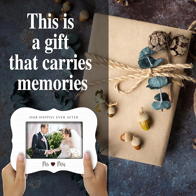 2025 Wedding Photo Frames - OUR HAPPILY EVER AFTER - Rustic Style Couple Engagement Frames, Wedding Gifts For Newlyweds, Newly Married Bedroom Desktop & Bedside Decoration Accessories - A01