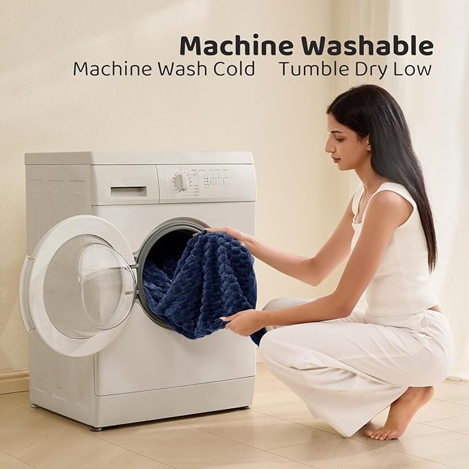 Petrichor Fluffy Twin Comforter Set - Ultra-Soft Navy Flannel Thick Comforter for Queen Bed, Luxury Warm Bedding Set for Winter & Fall, Cozy Fuzzy Bed Set 2 Pieces (1 Comforter & 1 Pillowcase)