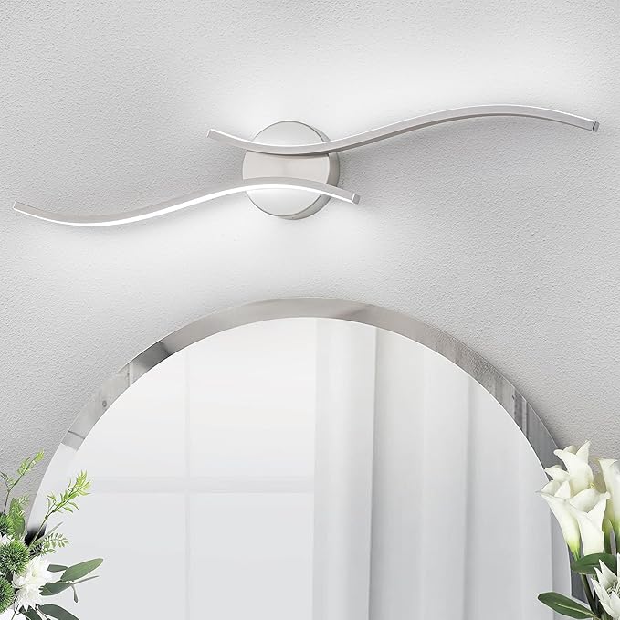 Modern Bathroom Vanity Light, 32inch Dimmable Brushed Nickel Bathroom Lighting Fixtures Over Mirror, 23W Aluminum Wall Light for Living Room,6000K White Light