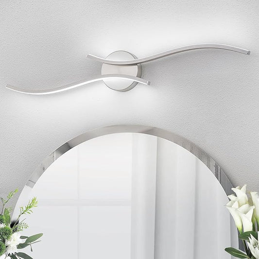 Modern Bathroom Vanity Light, 32inch Dimmable Brushed Nickel Bathroom Lighting Fixtures Over Mirror, 23W Aluminum Wall Light for Living Room,6000K White Light