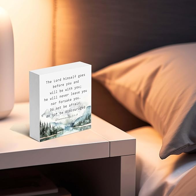 Christian Gifts, ‘The Lord Himself Goes Before You And~’ Wooden Box Sign, Christian Home Décor, Thanksgiving, Christmas Gifts, Christian Decorations, Gifts for Family, Friends, etc.(052)