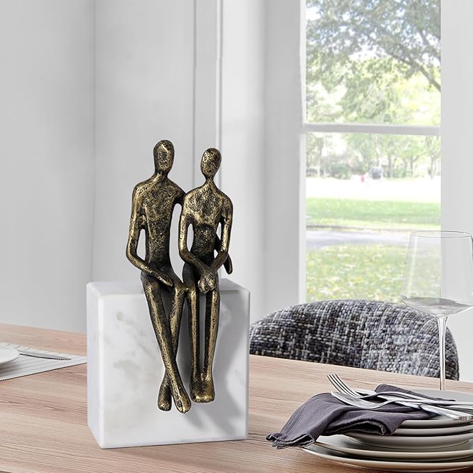 Marble and Together Iron Sculpture, Wedding Anniversary Couples Gift for Couple/Her, Gifts for Wife Husband Birthday, Romantic Couple Statue