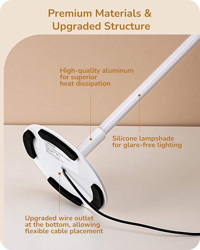 EDISHINE Upgraded LED Table Lamp Set of 2, 16.9" Dimmable Modern Bedside Lamps with Metal Finish & 3 CCT, Minimalist Desk Lamps, White Nightstand Lamp for Bedroom, Living Room, Corner