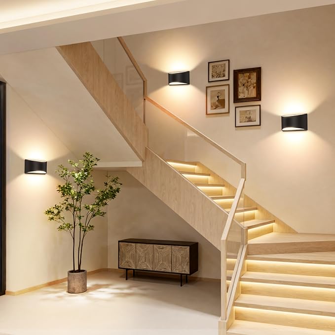 4 Pack Modern LED Wall Sconces, Black 3000K Warm White Hardwired Indoor Wall Lights Up and Down Wall Mount Light for Bedroom,Living Room, Hallway(with G9 Bulbs)