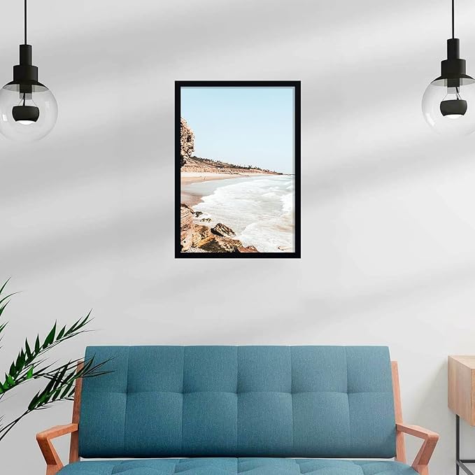 Vittanly 13x19 Picture Frame with Plexiglass - Large Black Poster Frame for Wall Display - Includes 11x17 Mat, Made of Durable PVC Design - 1 Pack