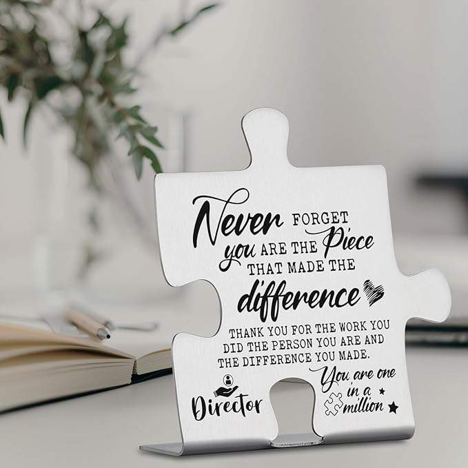 Director Appreciation Gifts, Thank You Gifts for Director Week Birthday Christmas Team Office Ornament Decor Puzzle Piece Decorative Signs Plaques YCC11