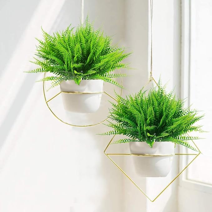 8 Bundles Ferns Artificial Plant Flower Outdoor Fake Boston Fern Bushes UV Resistant Plastic Faux Fern Greenery Stems Leaves for Home Indoor Outside Ground Porch Garden Arrangements Décor