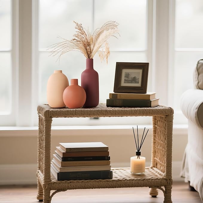 Ceramic Modern Vase for Home Decor Farmhouse Vases Set of 3 Terracotta Decorative Pottery Boho Vases for Pampas Grass Living Room Kitchen Bedroom Entryway Mantel Decor