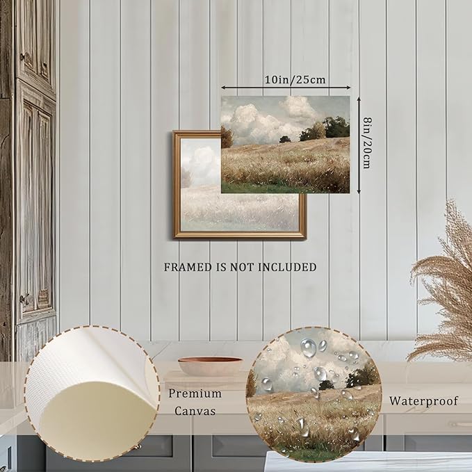 RETRART Vintage Wall Art, Wildflower Field Landscape Oil Painting - The Vast Grassland Wall Art Room Eclectic Decor - 8" x 10" Unframed Canvas Prints for Bedroom Living Room Bathroom Wall Decor