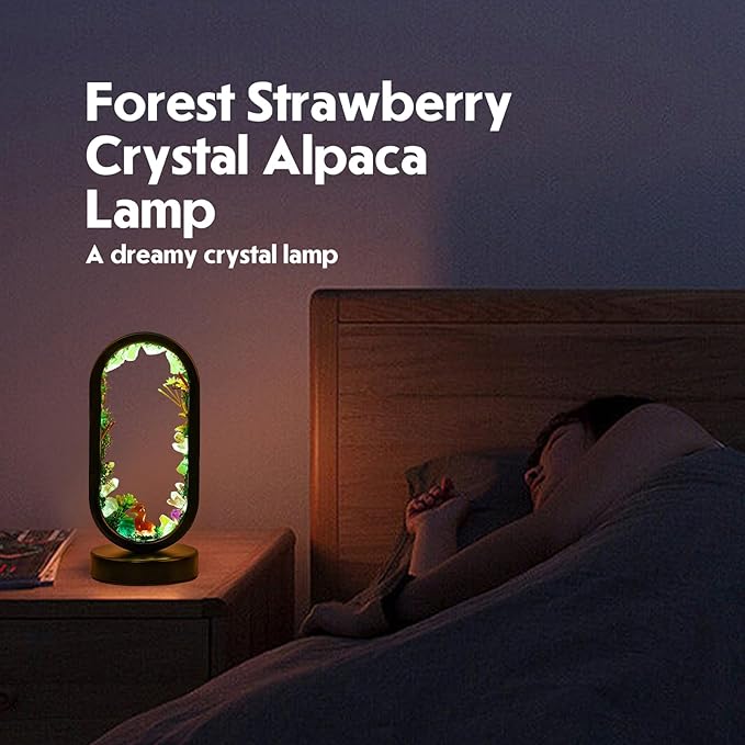 Runyangshi Natural Crystal Night Light LED Bedroom Living Room Night Lamp Oval Quartz Lamp USB Power Bionic Botanical Forest Style Tri-Color Adjustable Ambient Lighting Home Decoration Christmas Gift
