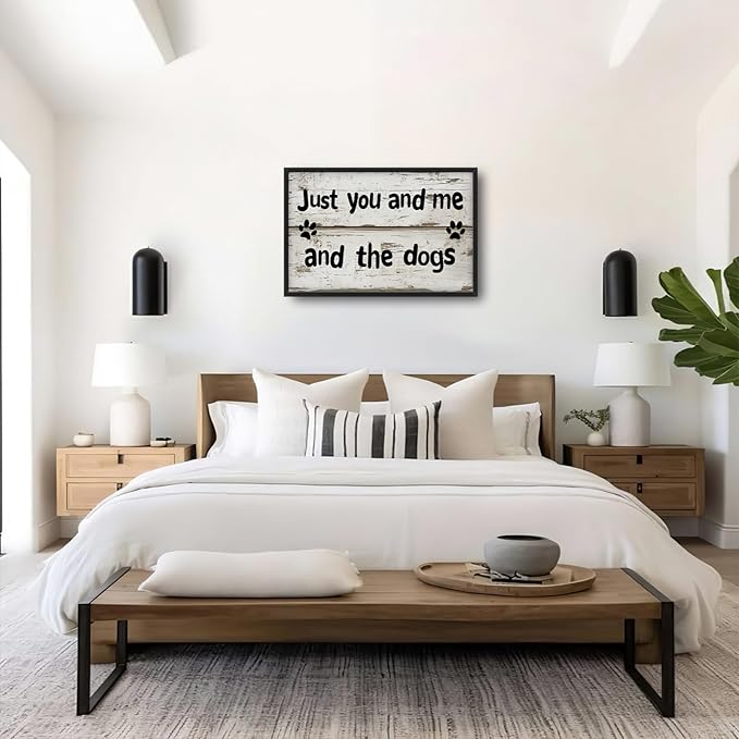 Lovira Just You and Me and The Dogs Large Wall Art Dog Family Canvas Wall Decor Pictures Prints Painting Framed Home Artwork for Living Room Bathroom Bedroom Kitchen 24"x36"