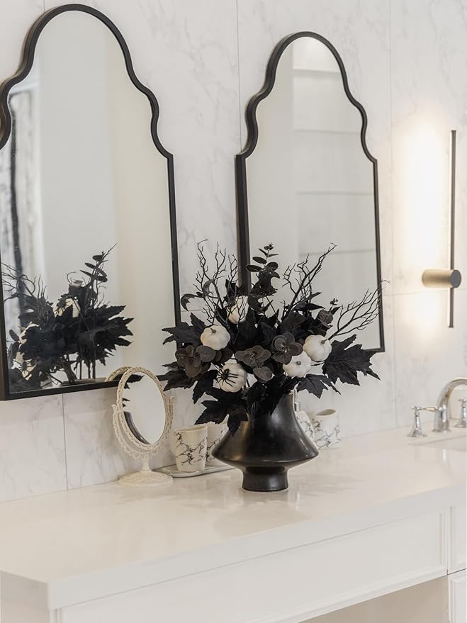 MISSPIN 10 PCS 18 inch Black Fall Decor Bouquets, Fall Decorations Indoor Outdoor Halloween Thanksgiving Farmhouse Arrangement for Front Door Wedding Centerpieces in Autumn (Maple Leaf Pumpkin)