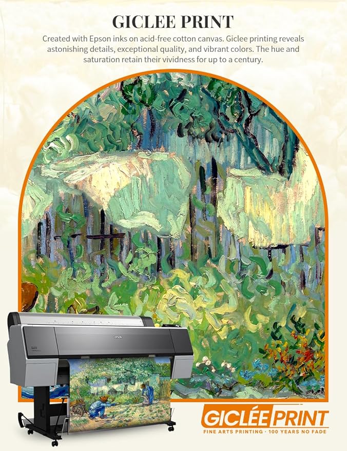 DECORARTS - First Steps, after Millet by Vincent Van Gogh Art Reproduction. Oversize Solid Wooden Frame Matching with Giclee Prints Canvas Wall Art. Total framed size: 43x35