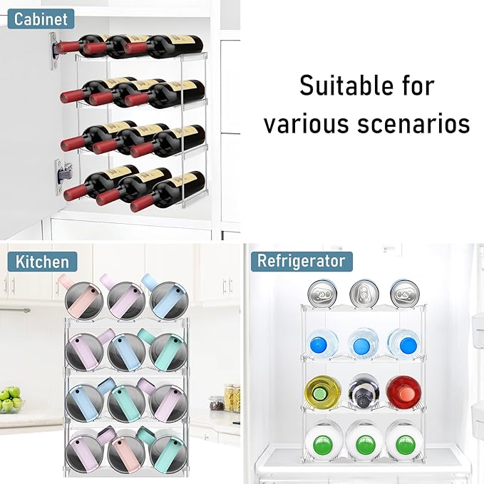 Water Bottle Organizer Stanley Cup Holder, 4-Tier Tumbler Storage, Stackable Water Bottle Holder for Kitchen Cabinet Pantry, Large Compartment fits 40 oz Tumblers, Stanley Accessories