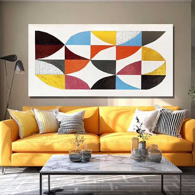 Gold Wall Art White Wall Decor Blue Poster Picture Colorful Canvas Pictures Geometric Pink Artwork Large Arts for Living Room Bedroom Home Office 24"x48"