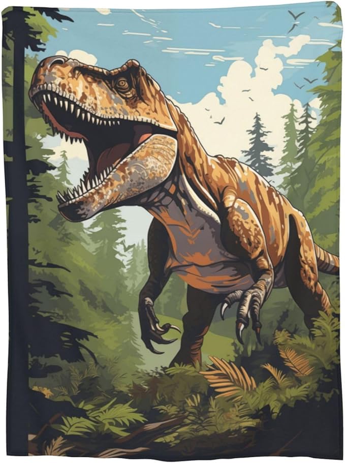 Dinosaur Blanket Gifts for Boys Kids Jurasssic Tyrannosaurus Dino Flannel Throw Blankets for Home Couch Bed Sofa Soft Fuzzy Lightweight Decor All Season 50x40 Inches