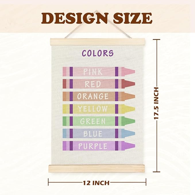 Supwhd Shapes Colors Posters for Classroom Wall, Shapes Colors Learning Poster Hanger Frame Wall Decor for Classroom Nursery Kids Room Playroom Preschool Decor, 12x16 Set of 2(Purple)