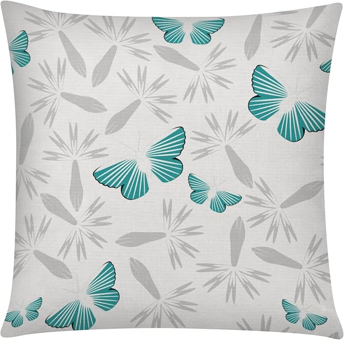 COMMINY Teal Grey Pillow Covers 16x16 Set of 6 Decorative Daisy Flower Throw Pillow Cover for Couch Modern Turquoise Pillow Case for Patio Living Room Cushion Bed Farmhouse Home Decor