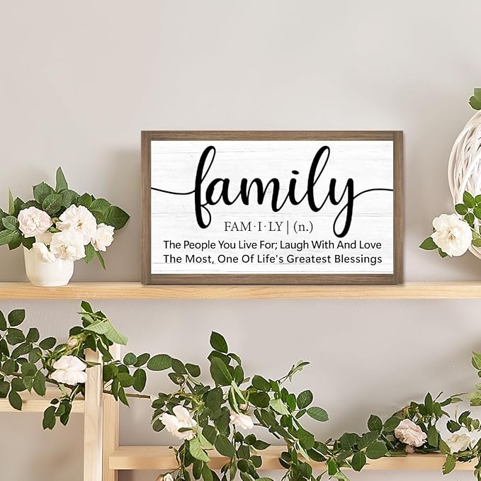 Family Definition Wooden Box Sign Desk Decor,Rustic Family Saying Wood Block Sign for Home Farmhouse Bedroom Shelf Tabletop Wall Decor