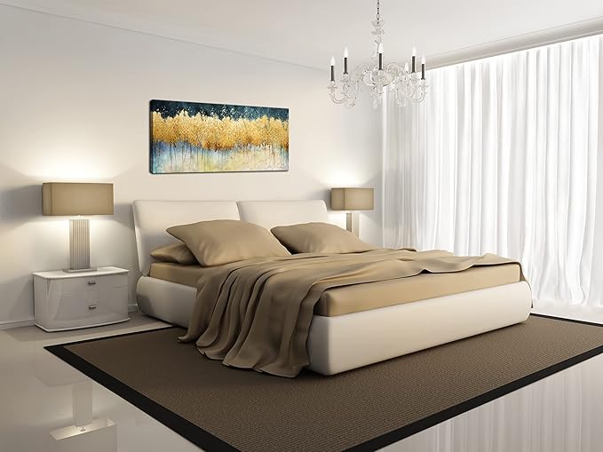 XXMWallArt FC2662 Canvas Wall Art Abstract Golden Forest Painting Modern Decor Abstract Canvas Prints for Living Room Bedroom Kitchen Home and Office Wall Decor