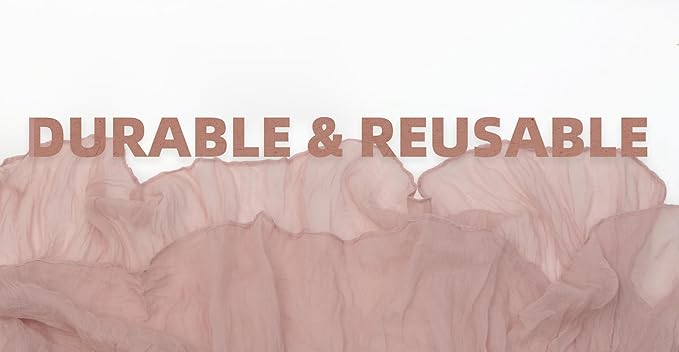 FEXIA 6 Pack Table Runner Dusty Pink Cheesecloth 35x120 Inches Boho Gauze Spring Easter Table Runner for Wedding Decor Reception Bridal Shower Centerpiece Engagement