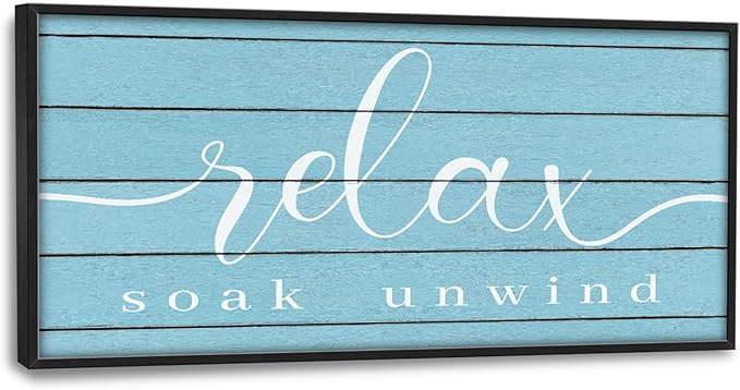 Lovira Relax Soak Unwind Large Wall Art Bathroom Blue Canvas Wall Decor Pictures Prints Painting Framed Home Artwork for Bathroom 30"x60"