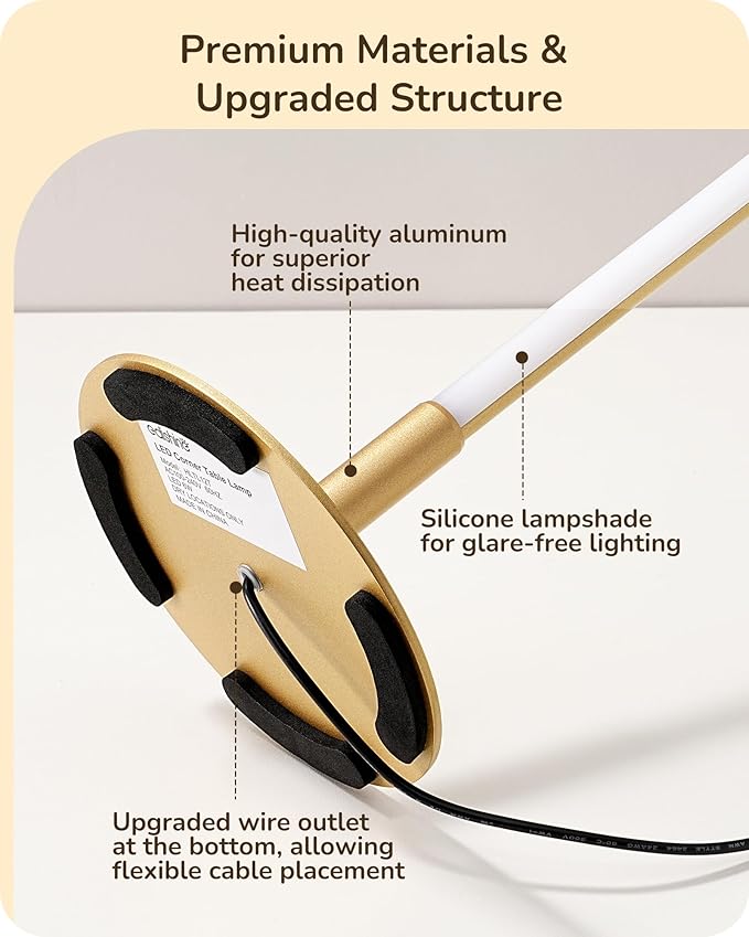 EDISHINE Upgraded LED Table Lamp Set of 2, Stepless Dimmable Bedside Lamps with Metal Finish & 3 Color Temperature, 6W Modern Desk Lamps, Gold Nightstand Lamp for Bedroom, Living Room, Corner, Gift