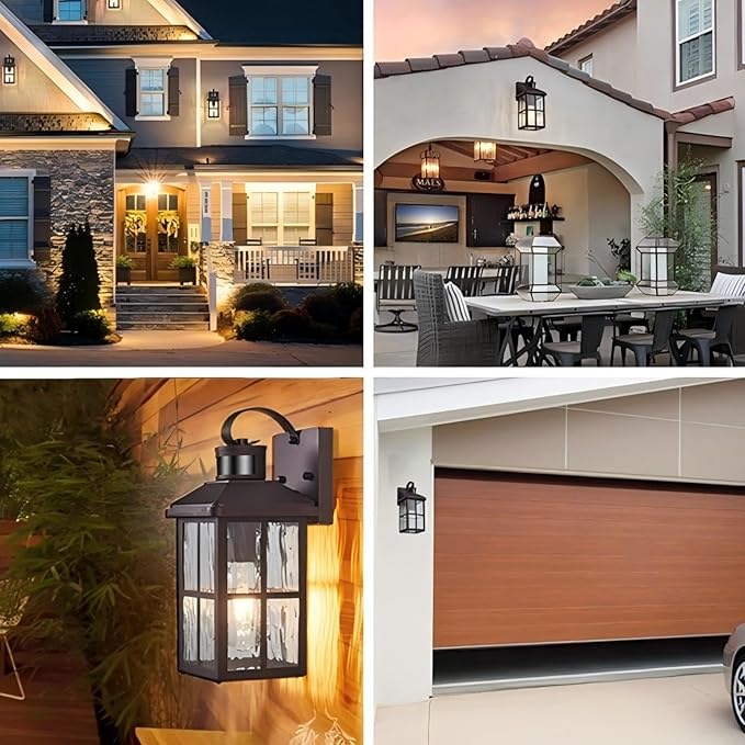 2 Pack Motion Sensor Porch Light Dusk to Dawn Outdoor Wall Light Bronze Exterior Lighting Fixtures Modern Outside Wall Mount Coach Lamp for House Garage Patio Front Door