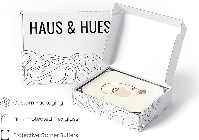 HAUS AND HUES Female Figure Wall Art Line Drawing - Single Line Drawing Wall Art, Minimalist Woman Art Print Line Art Wall Decor Silhouette Lipstick (Black Frame, 16x20)