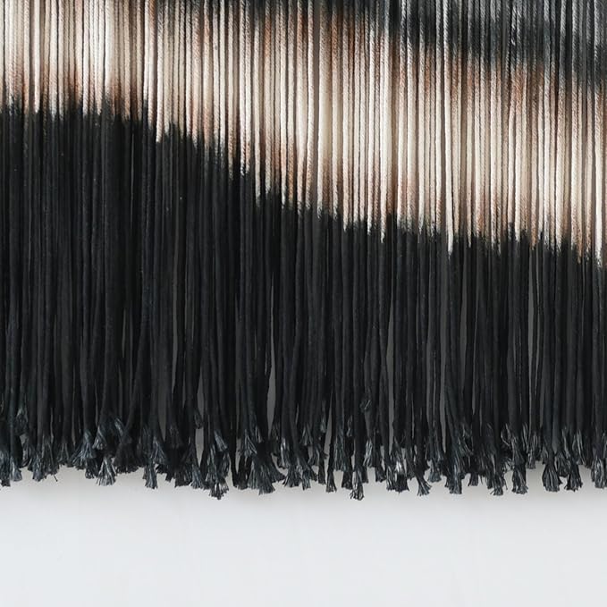 Jakalin Large Macrame Wall Hanging Dip Dyed Boho Wall Decor For Living Room Bedroom Entryway 57" Wx35 L Modern Fiber Yarn Wall Art Handmade Black Home Decor
