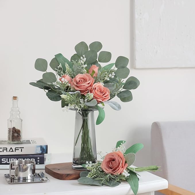 YXZZWL Artificial Greenery Stems Box Set,65 Pcs with 7 Kinds of Faux Greenery Branches Fake Eucalyptus for Wedding DIY Bouquets Floral Arrangement Table Centerpieces (Dusty Green)