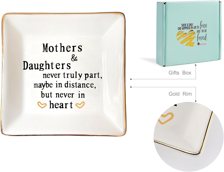 HOME SMILE Ceramic Ring Dish Jewelry Tray for Mom Sister Friends