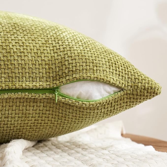 MIULEE Pack of 4 Fall Burnt Orange Couch Throw Pillow Covers 20x20 Inch Yellow Green Soft Decorative Chenille Pillows Farmhouse Accent Cushions for Boho Home Decor Spring Sofa Bedroom Living Room