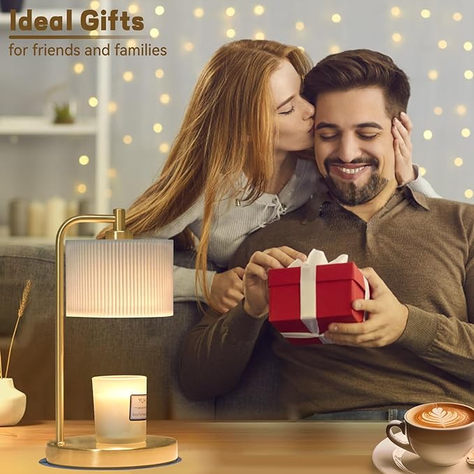 Candle Warmer Lamp with Timer, Dimmable Candle Wax Warmer Electric Candle Lamp for Scented Candles with Bulbs, House Warming Gifts Brithday Gifts Home Decor(Gold)