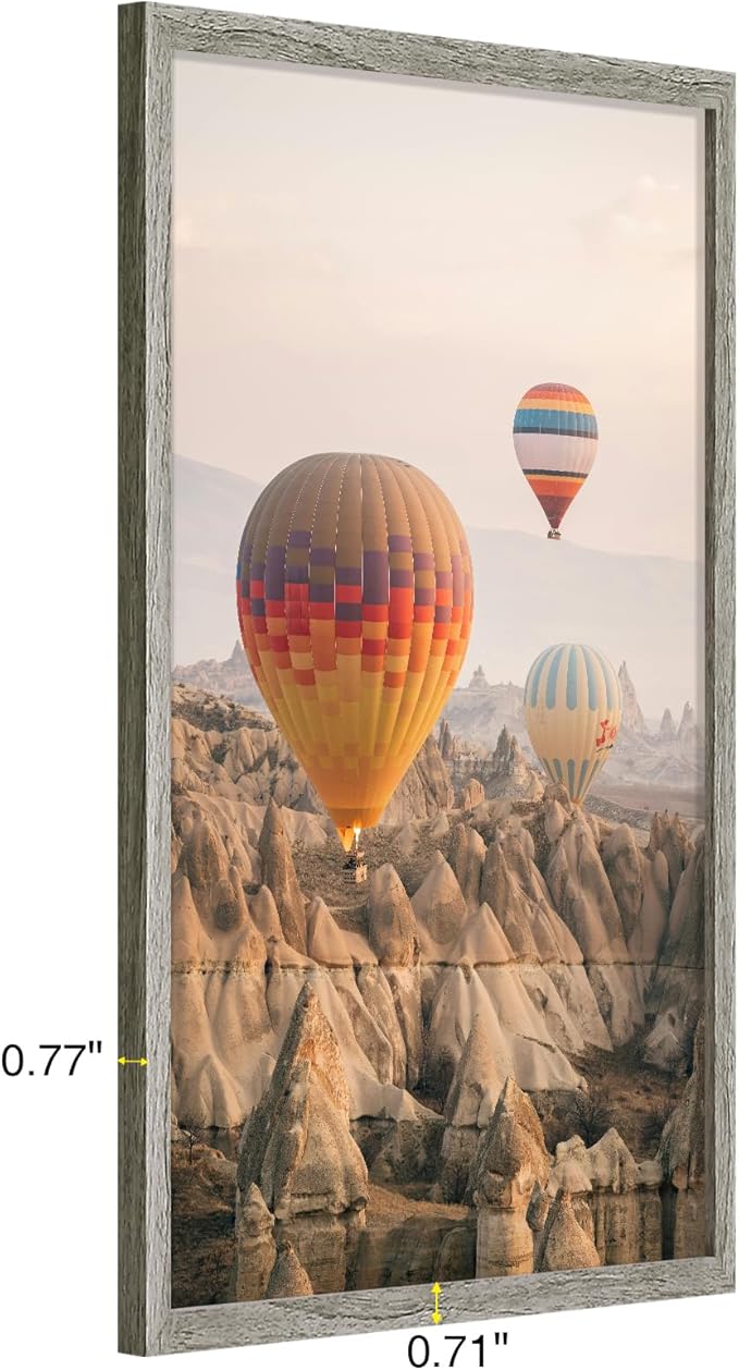 Vittanly 24x36 Poster Frame for Wall, Plexiglass, Displays Picture 20x30 with Mat or 24x36 without Mat, PVC Frame Material, Horizontal or Vertical Hanging, 1 Pack, Grey