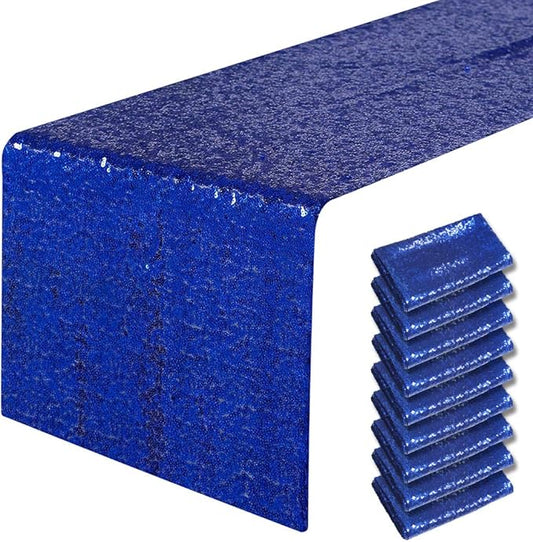 10 Packs 12 x 108 inches Royal Blue Sequin Table Runner, Glitter Royal Blue Table Runner for Wedding Birthday Bachelorette Holiday Party Supplies Decorations Bridal Shower Baby Shower