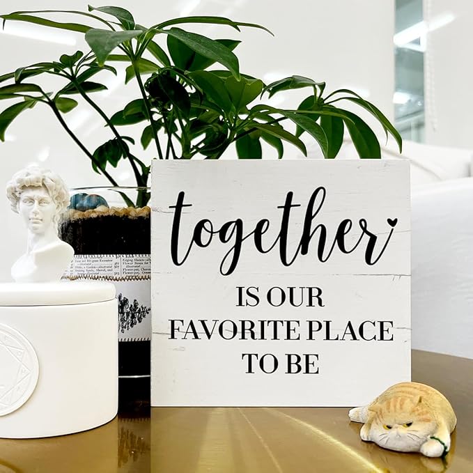 Home Decor Sign, Together is Our Favorite Place To Be Sign, Box Sign Tabletop Decor, White Wooden Box Sign, Family Decor, Bedroom Decor, Living Room Decor, Dining Room Decor, Gift for Her