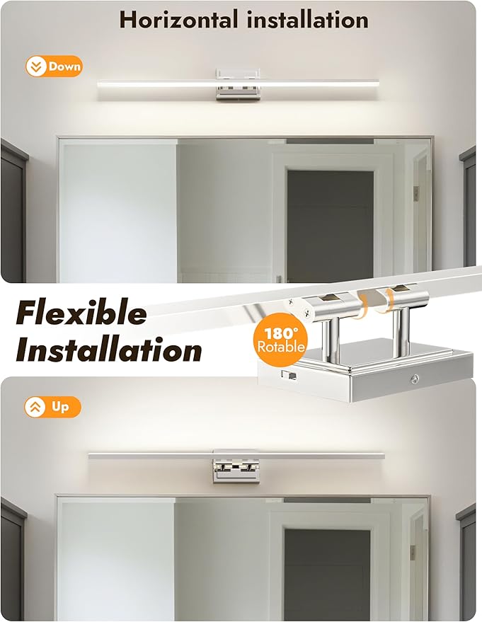 NIORSUN 39.4 Inch Modern Bathroom Light Fixture, 24W 5CCT Dimmable LED Chrome Bathroom Vanity Lights Over Mirror, Vanity Lights for Bathrooms Restroom Mirror- ETL Certified